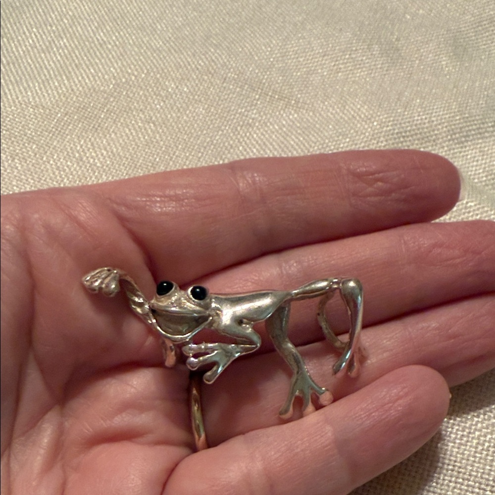 Silver Frog pendent slide for omega chain